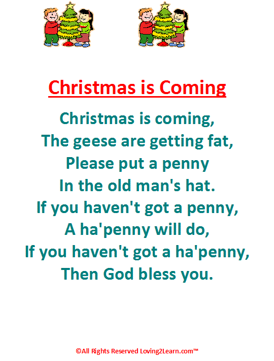 Christmas is coming the goose is getting fat lyrics