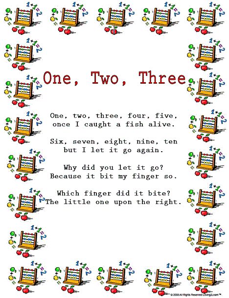 Counting Rhymes & Songs: Printable Rhyme and a Learning Video